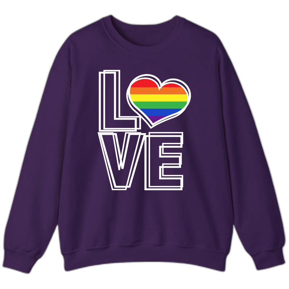 Love Is Love Rainbow Heart Sweatshirt in Purple