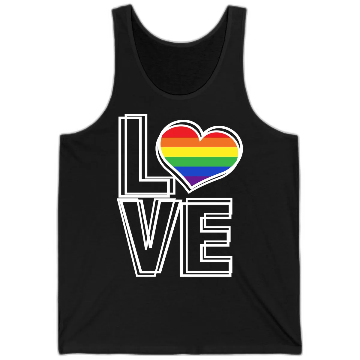 Love Is Love Rainbow Heart Tank in Black