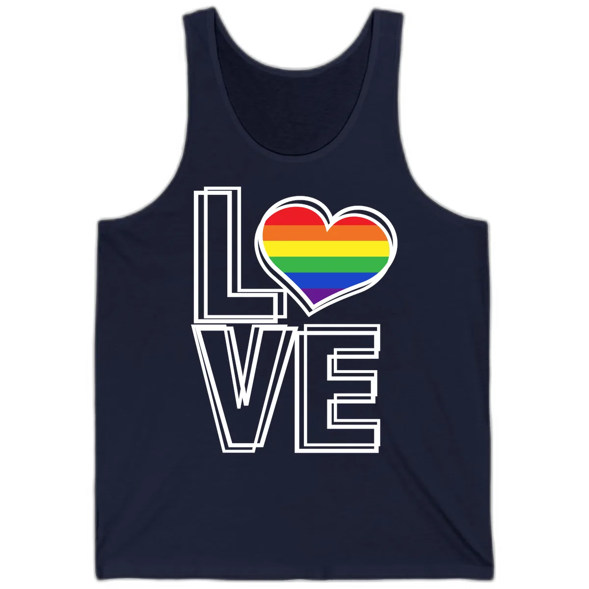Love Is Love Rainbow Heart Tank in Navy