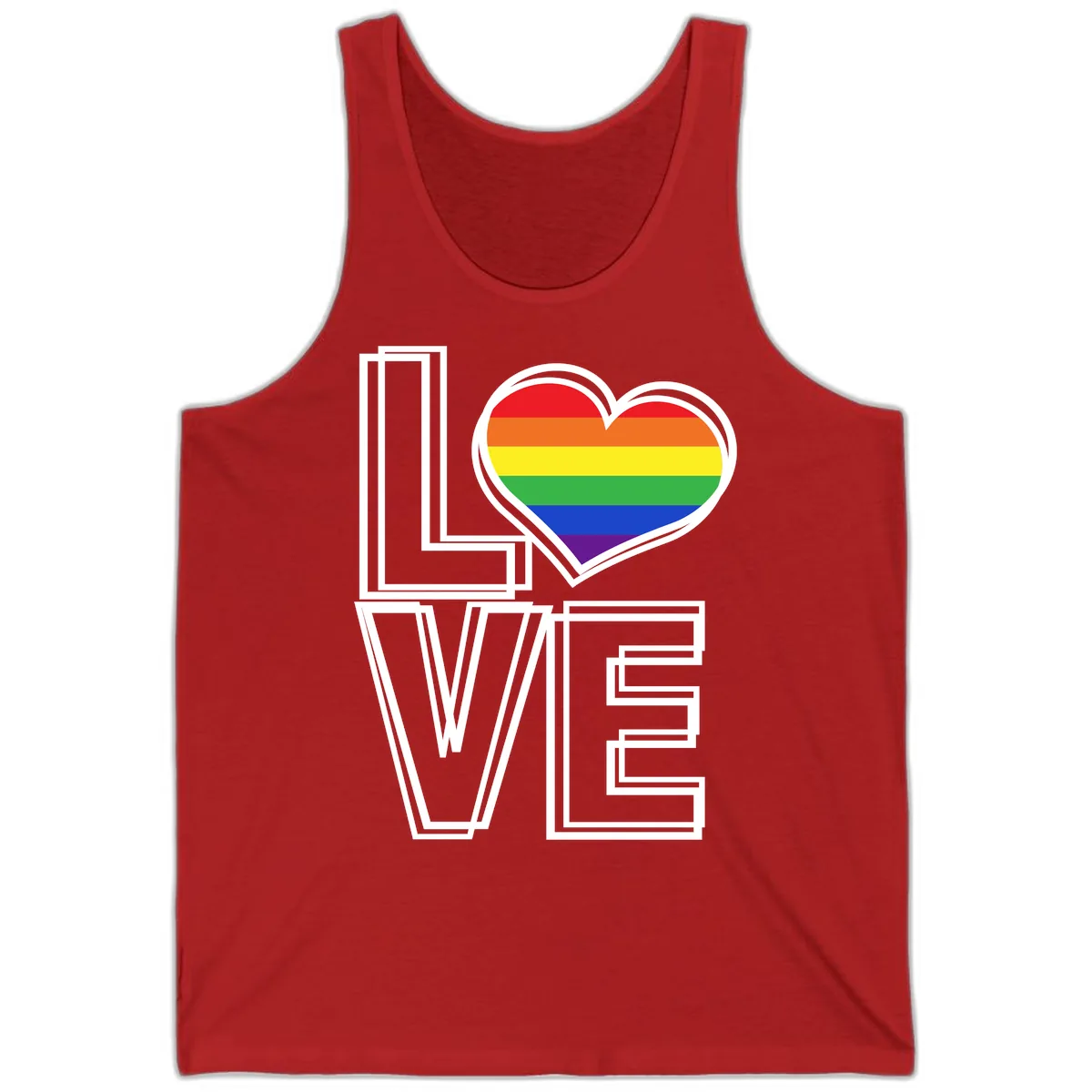 Love Is Love Rainbow Heart Tank in Red
