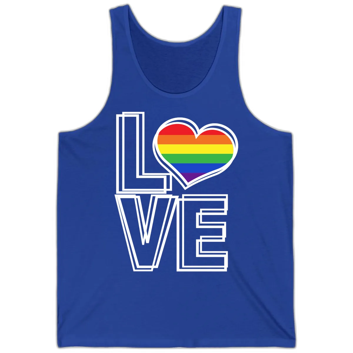 Love Is Love Rainbow Heart Tank in True Royal