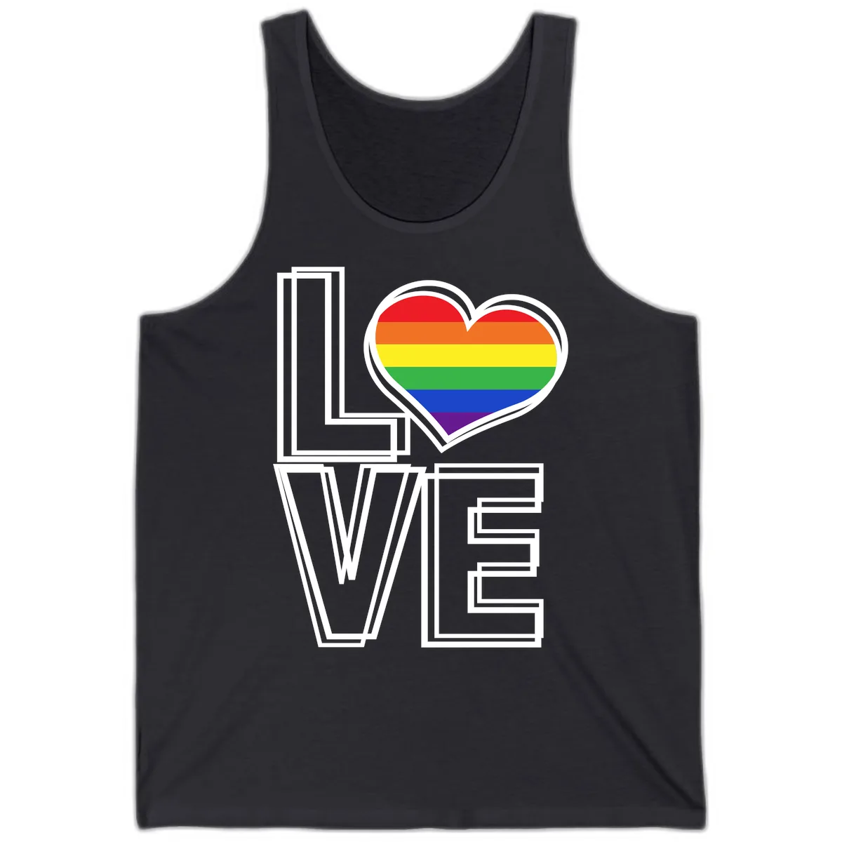 Love Is Love Rainbow Heart Tank in Dark Grey