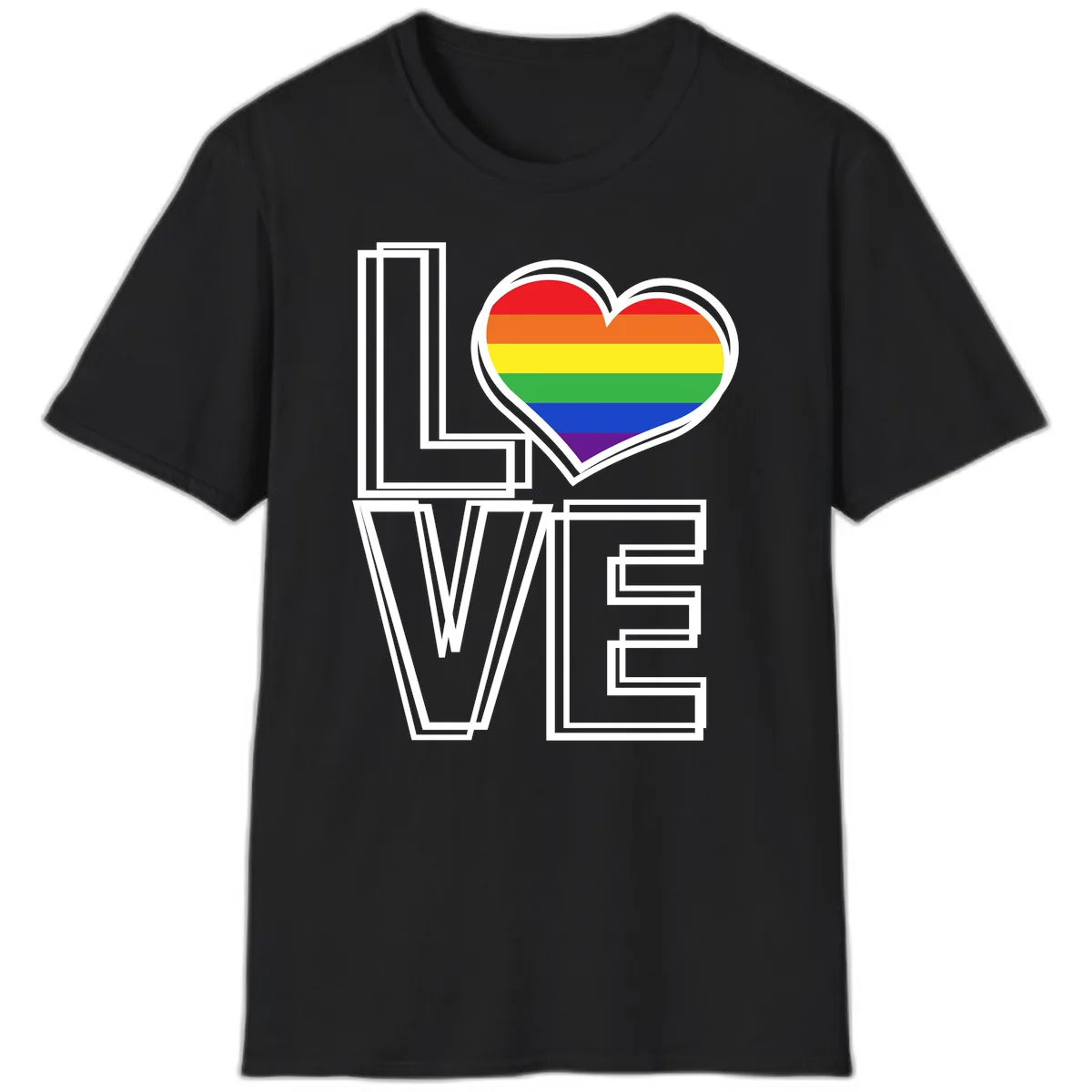 Love Is Love Rainbow Heart T-Shirt in Black