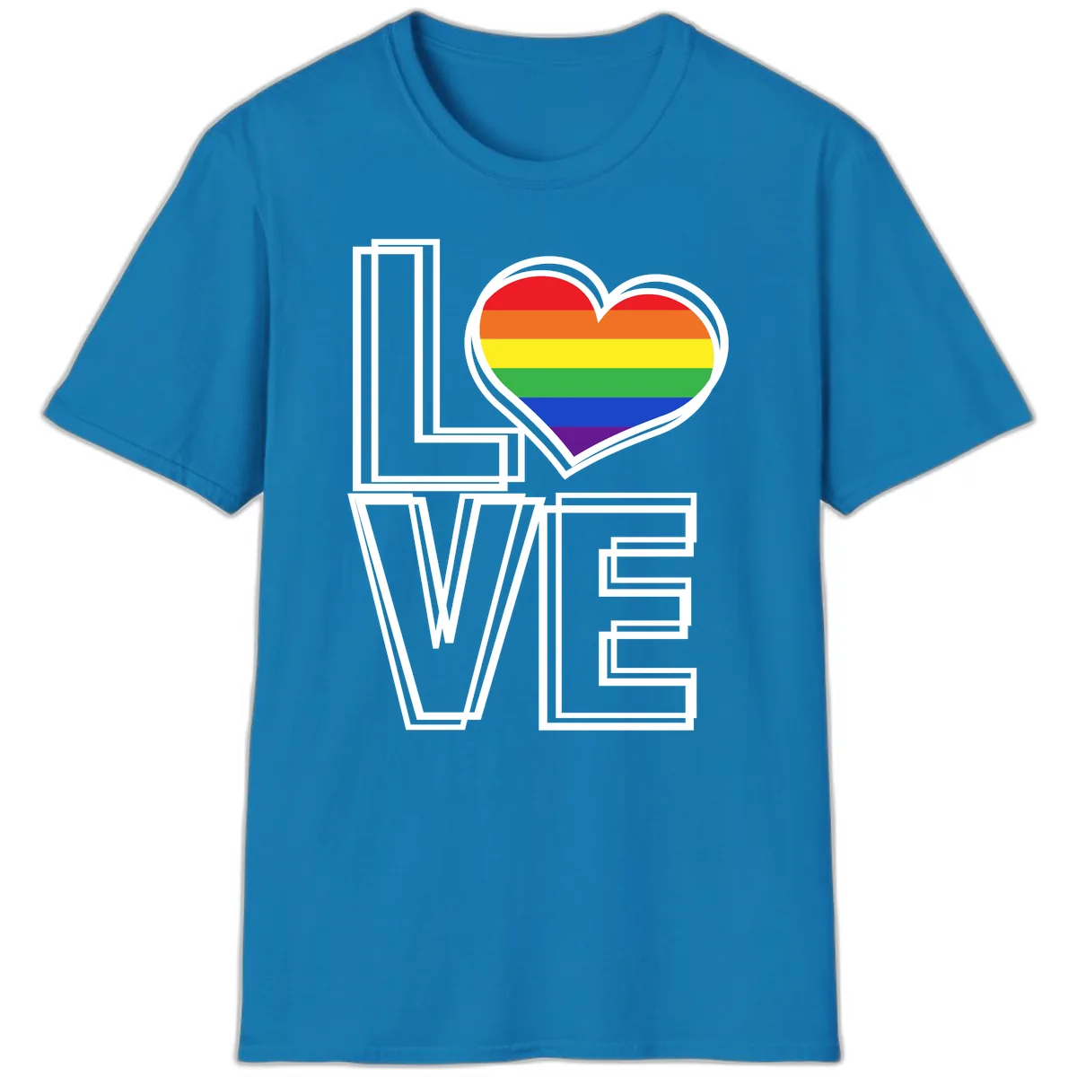 Love Is Love Rainbow Heart T-Shirt in Sapphire