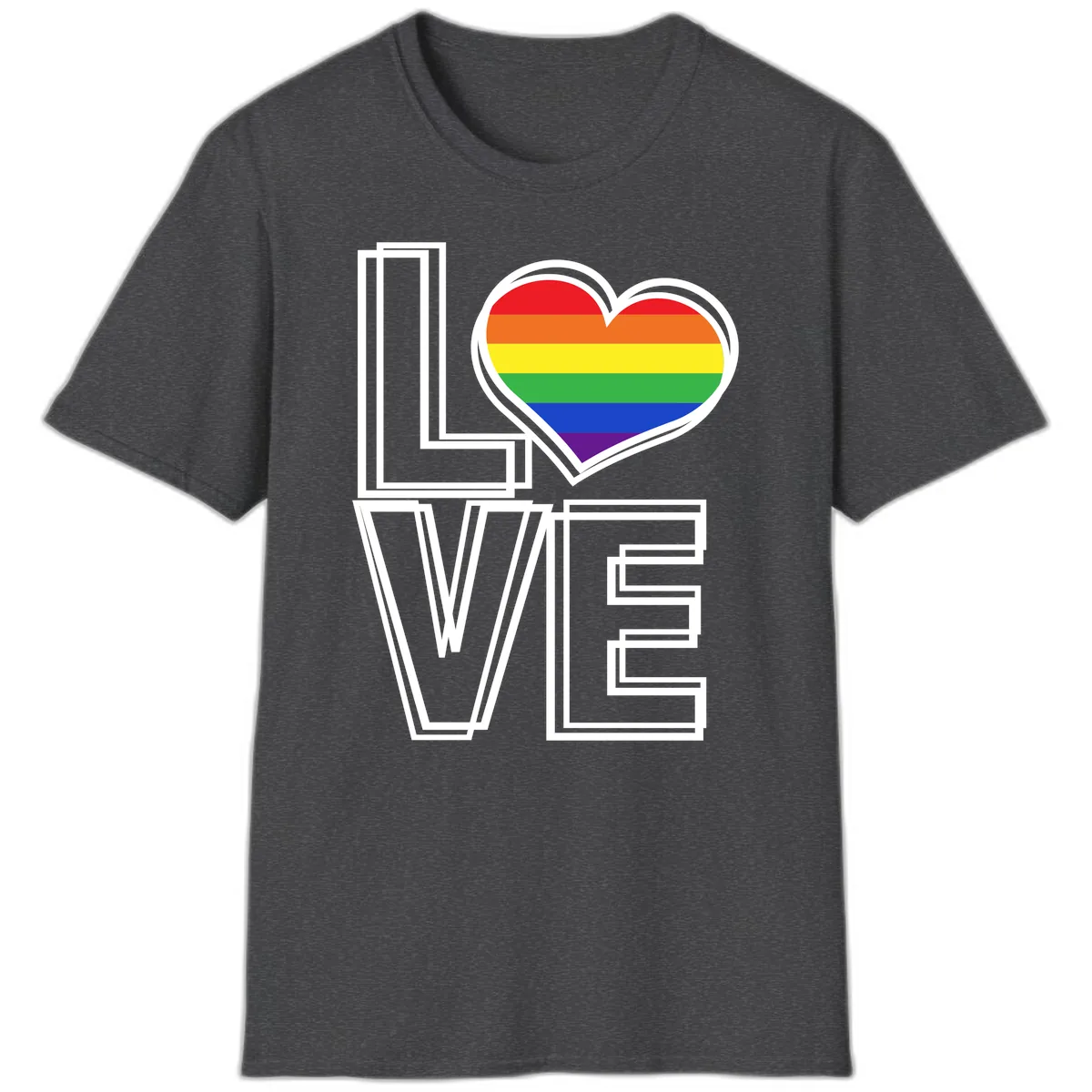 Love Is Love Rainbow Heart T-Shirt in Dark Heather