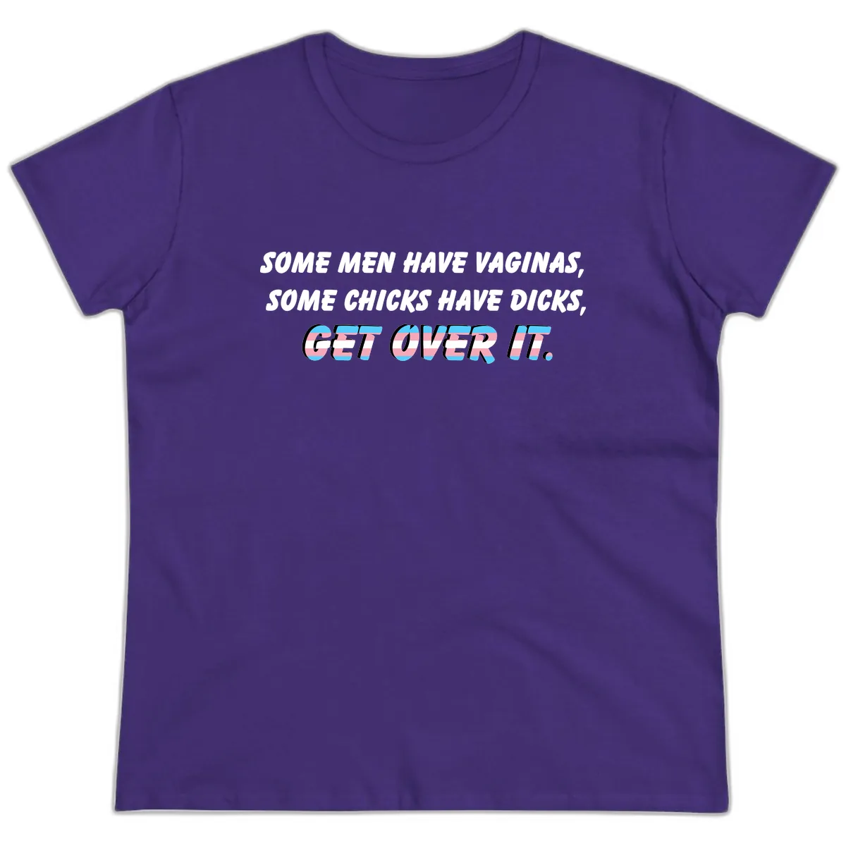 Get Over It Trans Pride Ladies Tee in Purple