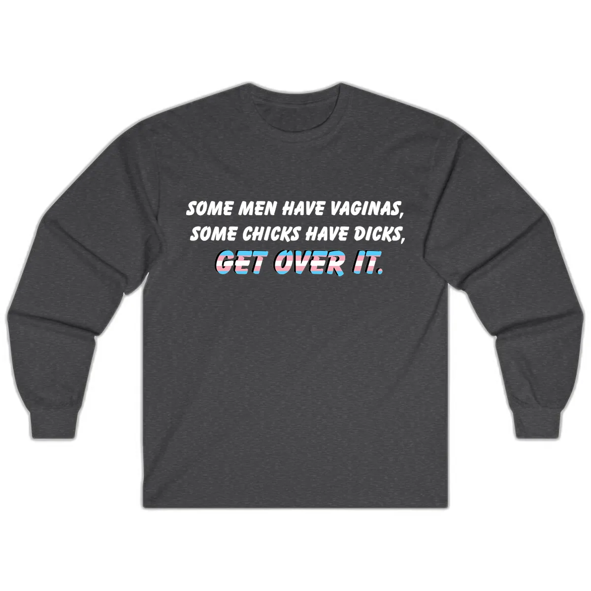 Get Over It Trans Pride Long Sleeve in Dark Heather