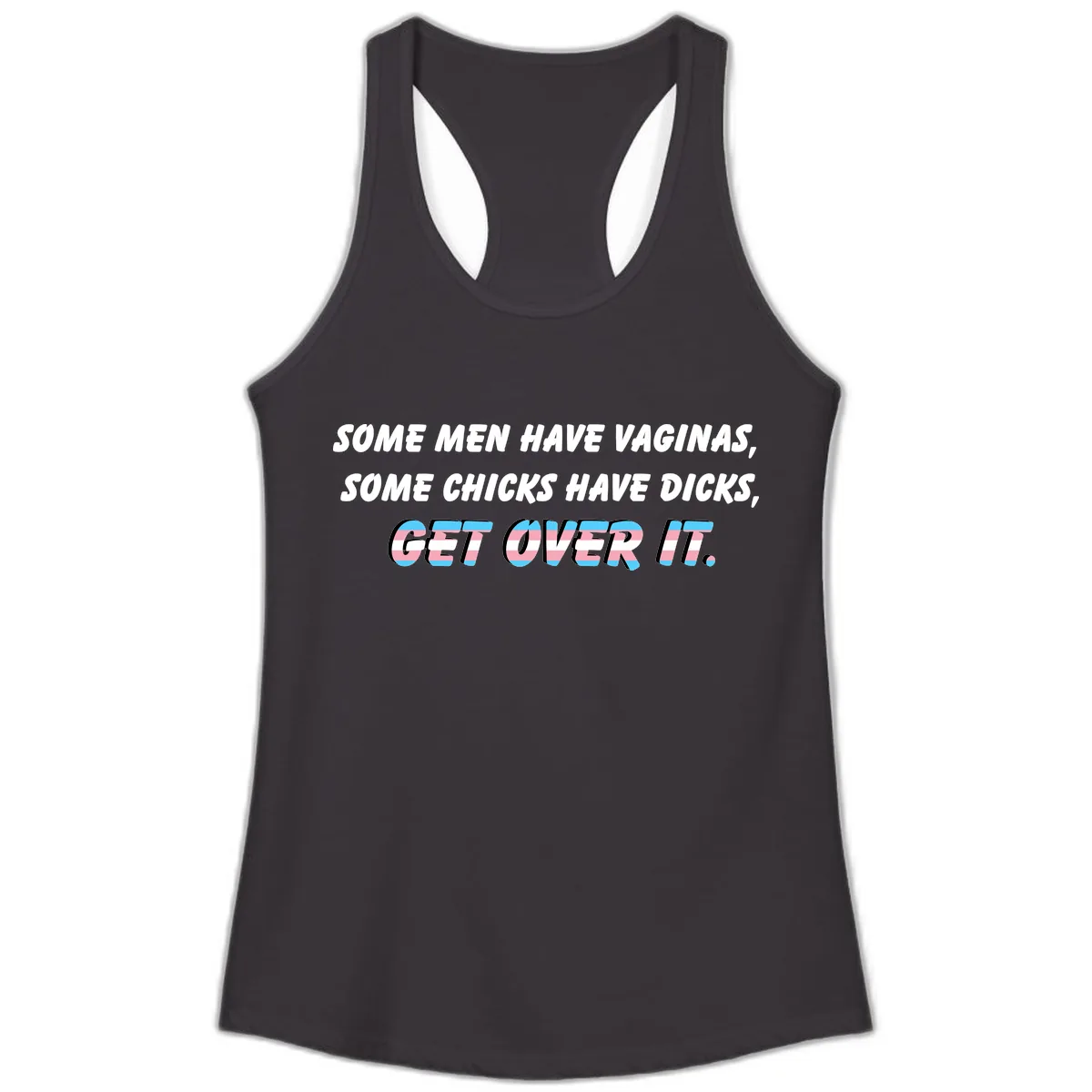 Get Over It Trans Pride Ladies Tank in Black