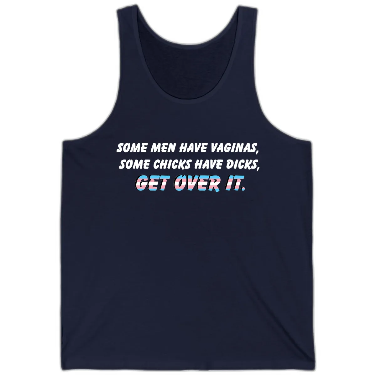 Get Over It Trans Pride Tank in Navy