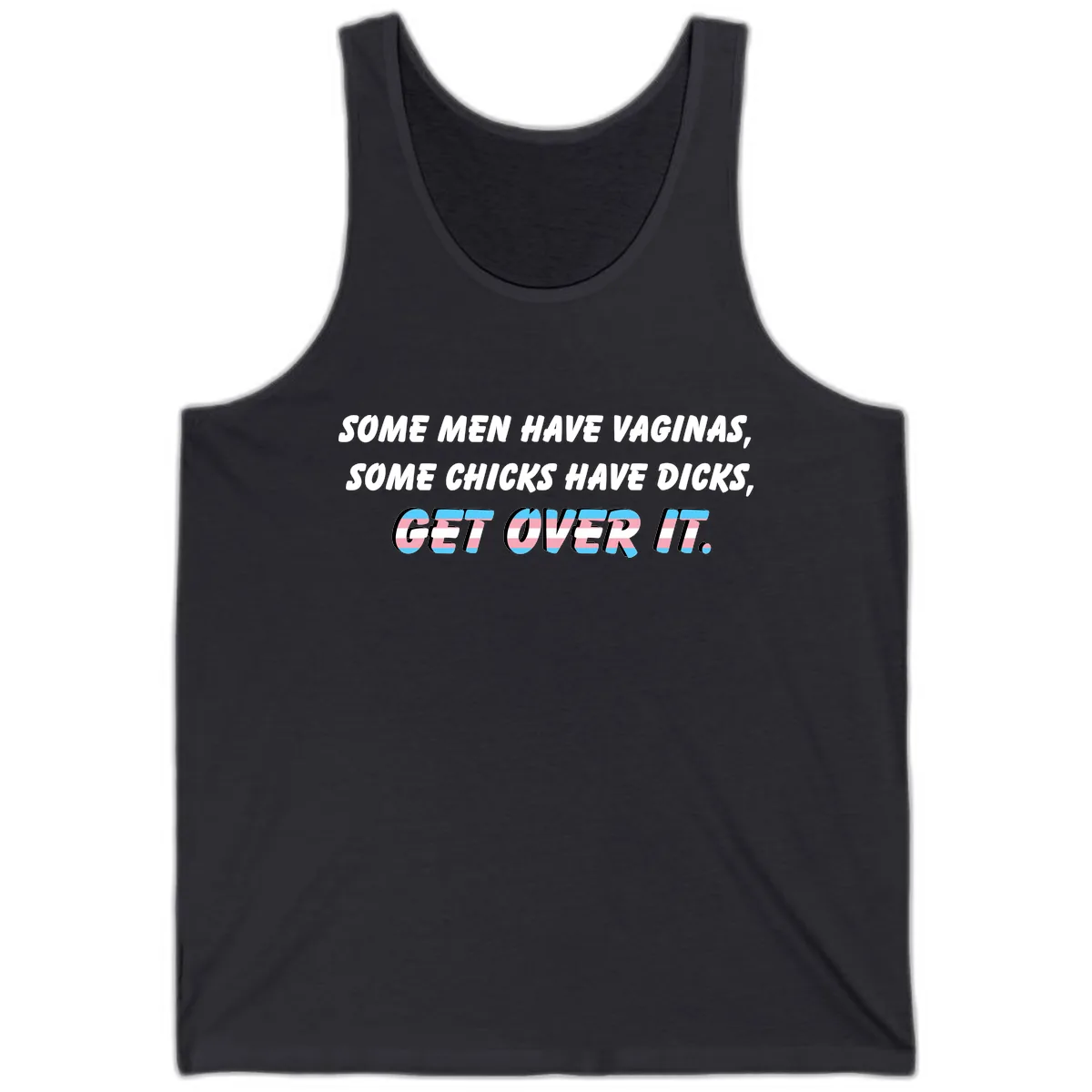 Get Over It Trans Pride Tank in Dark Grey