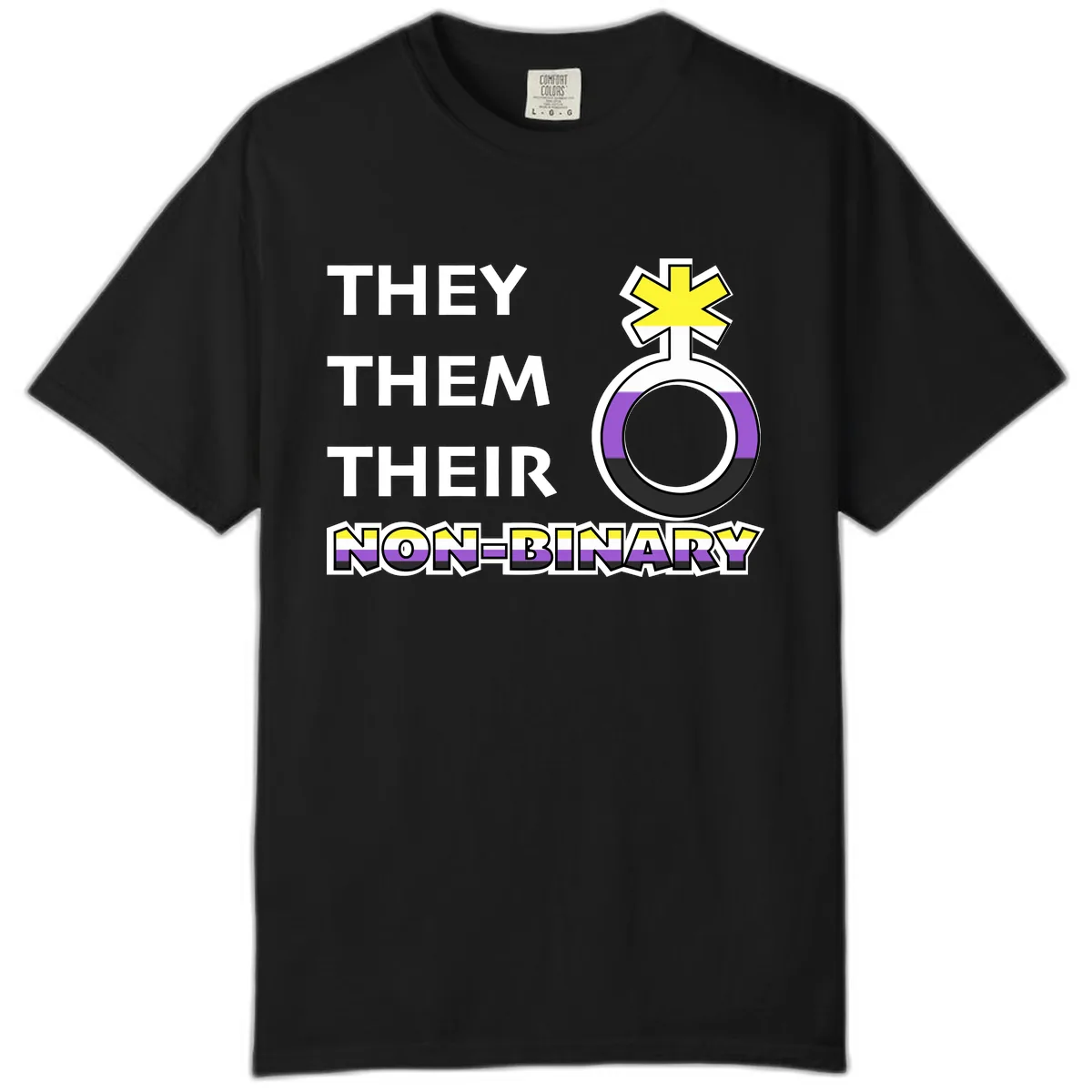 They/Them Their Non-Binary Pride Comfort Color in Black