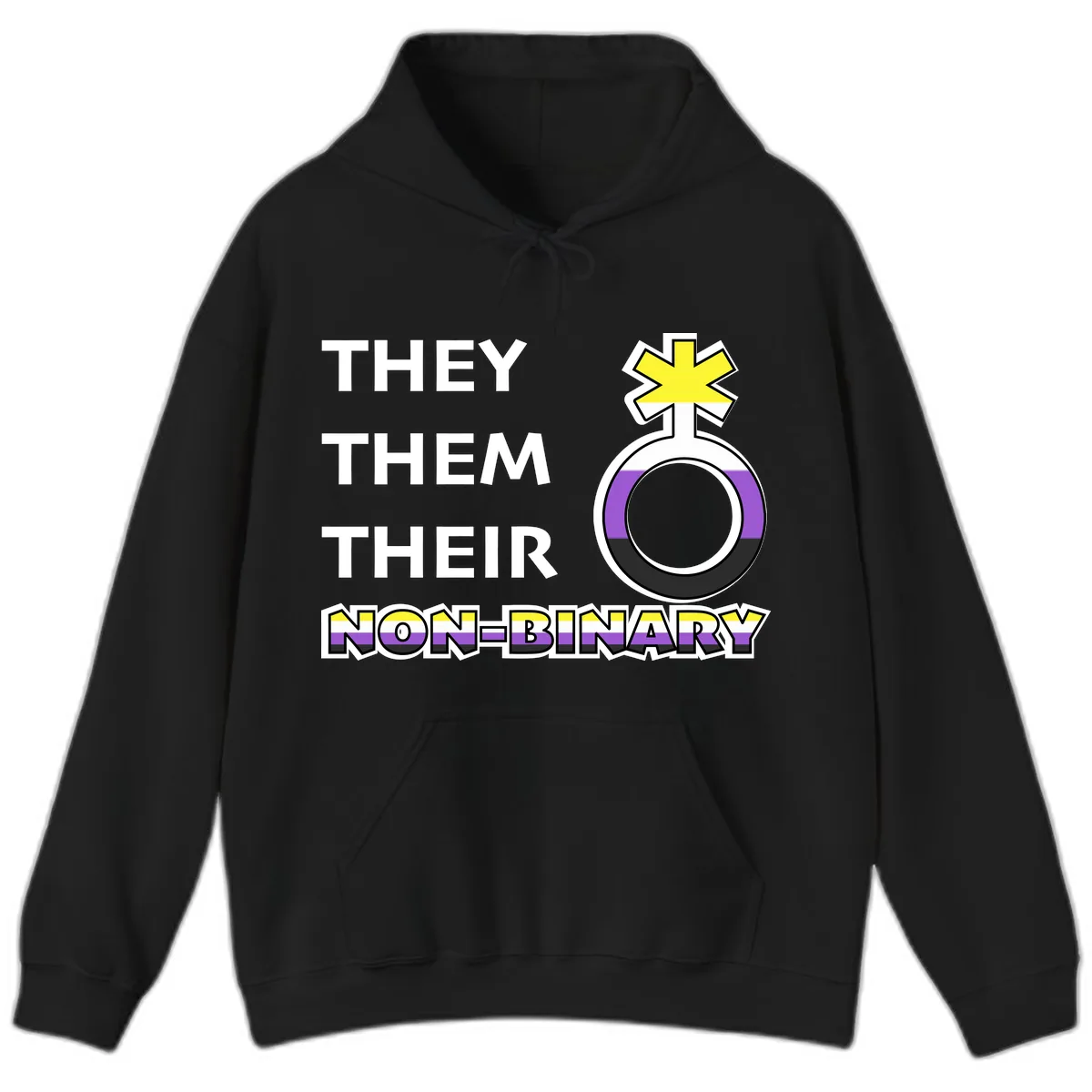 They/Them Their Non-Binary Pride Hoodie in Black