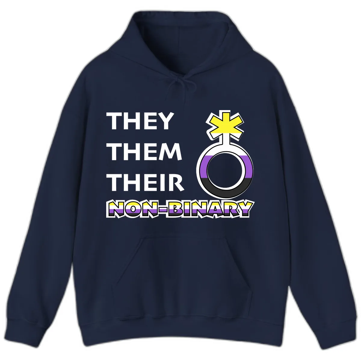 They/Them Their Non-Binary Pride Hoodie in Navy