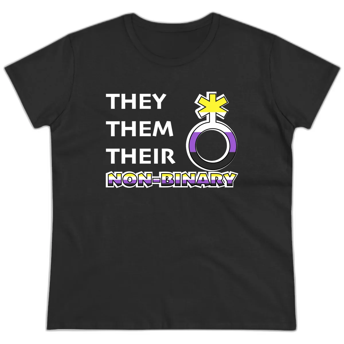 They/Them Their Non-Binary Pride Ladies Tee in Black