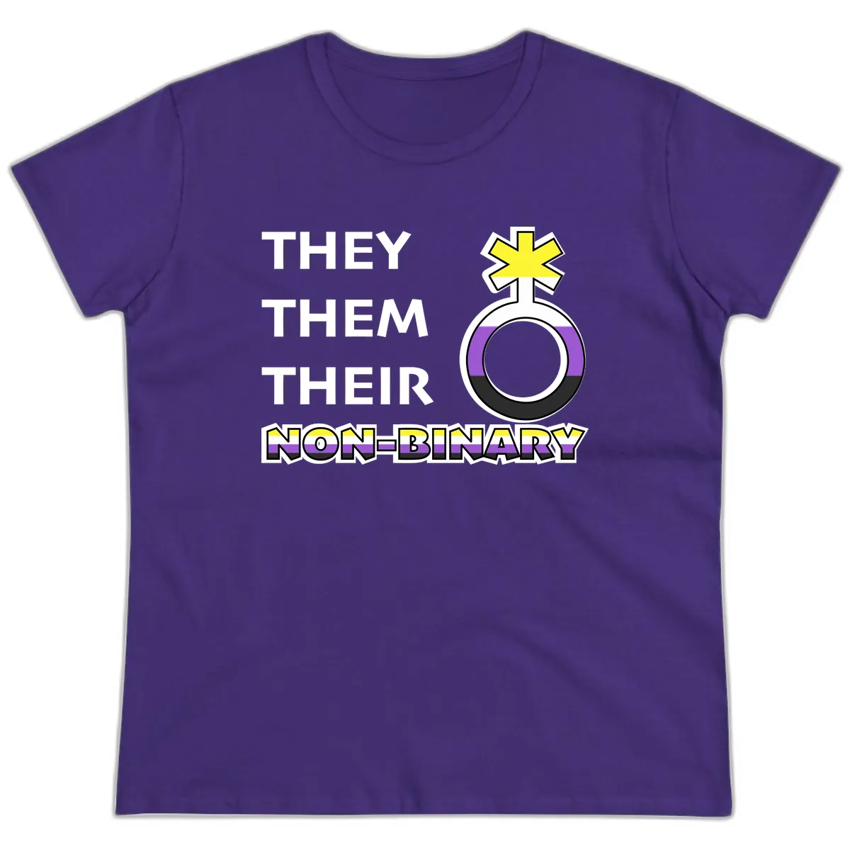 They/Them Their Non-Binary Pride Ladies Tee in Purple