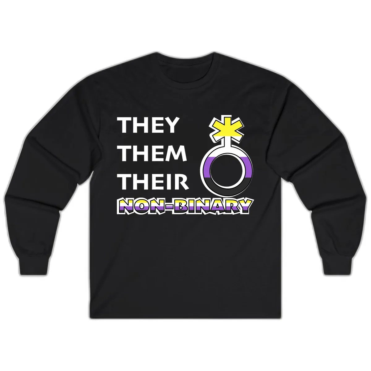 They/Them Their Non-Binary Pride Long Sleeve in Black