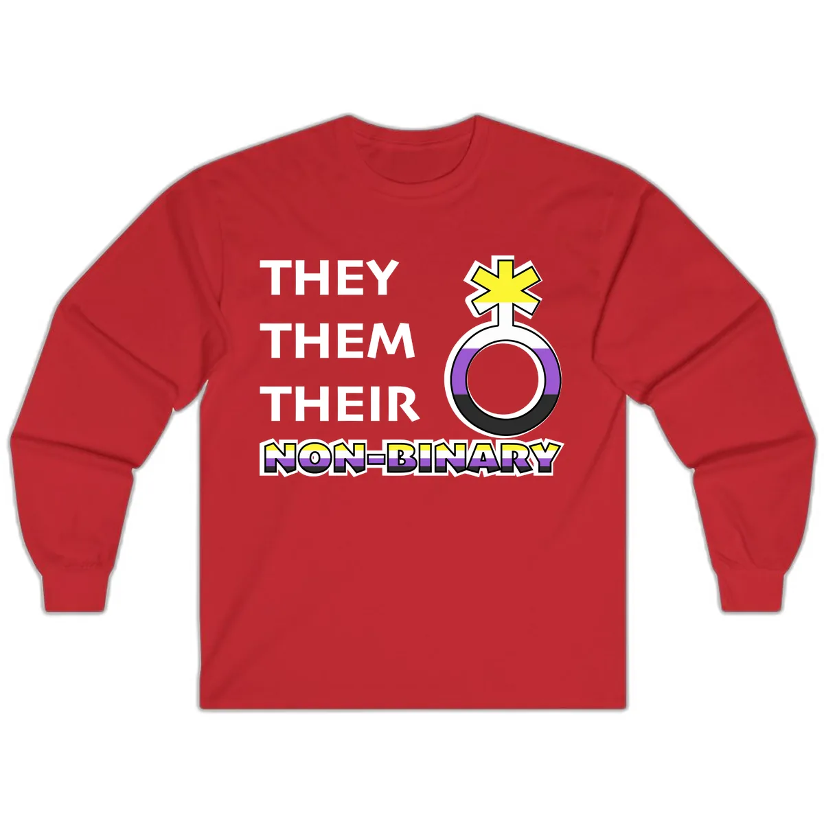 They/Them Their Non-Binary Pride Long Sleeve in Red