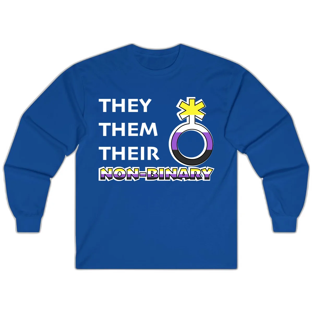 They/Them Their Non-Binary Pride Long Sleeve in Royal