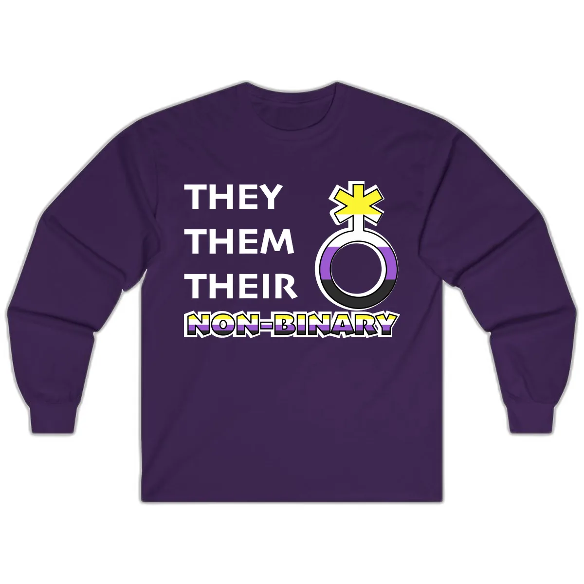 They/Them Their Non-Binary Pride Long Sleeve in Purple
