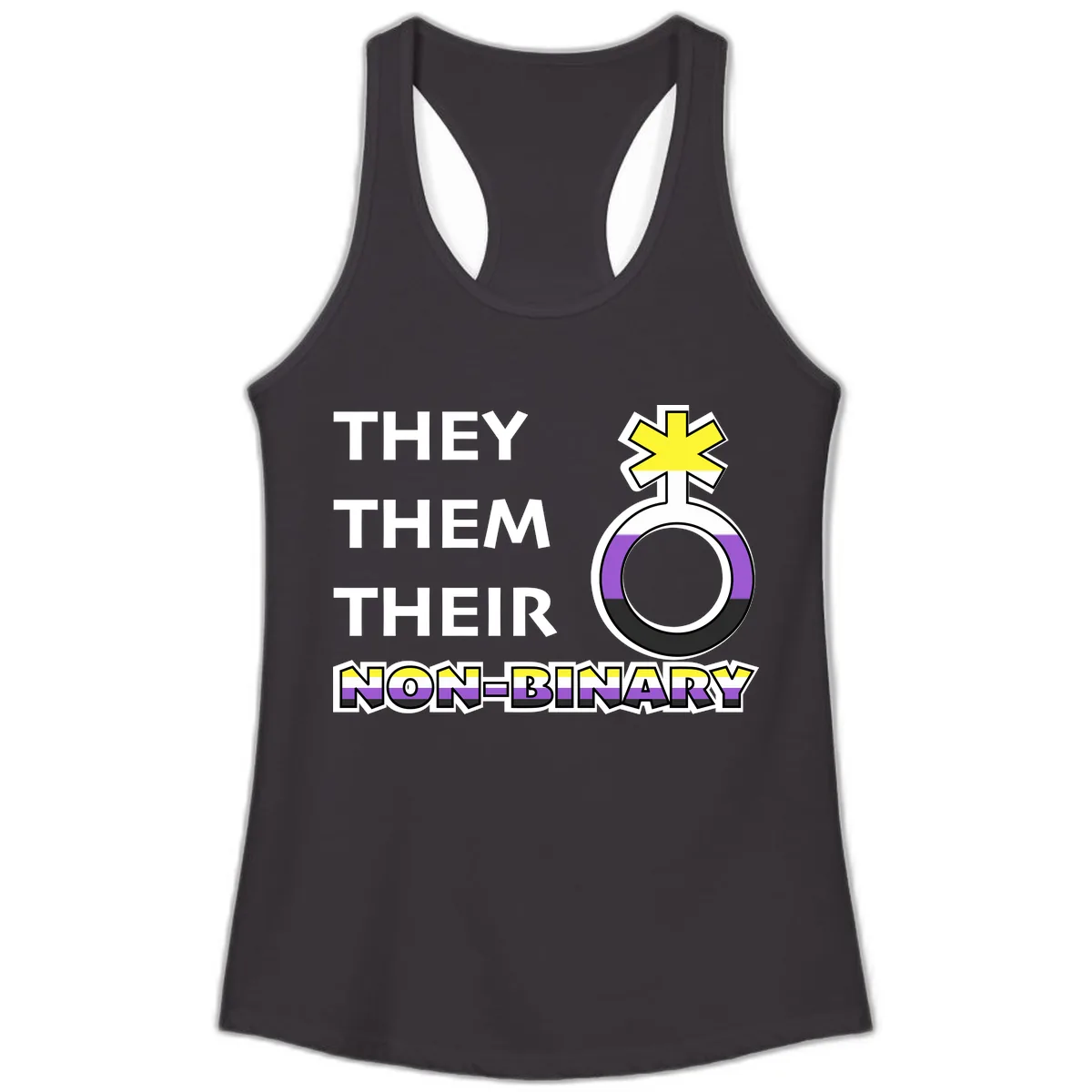 They/Them Their Non-Binary Pride Ladies Tank in Black