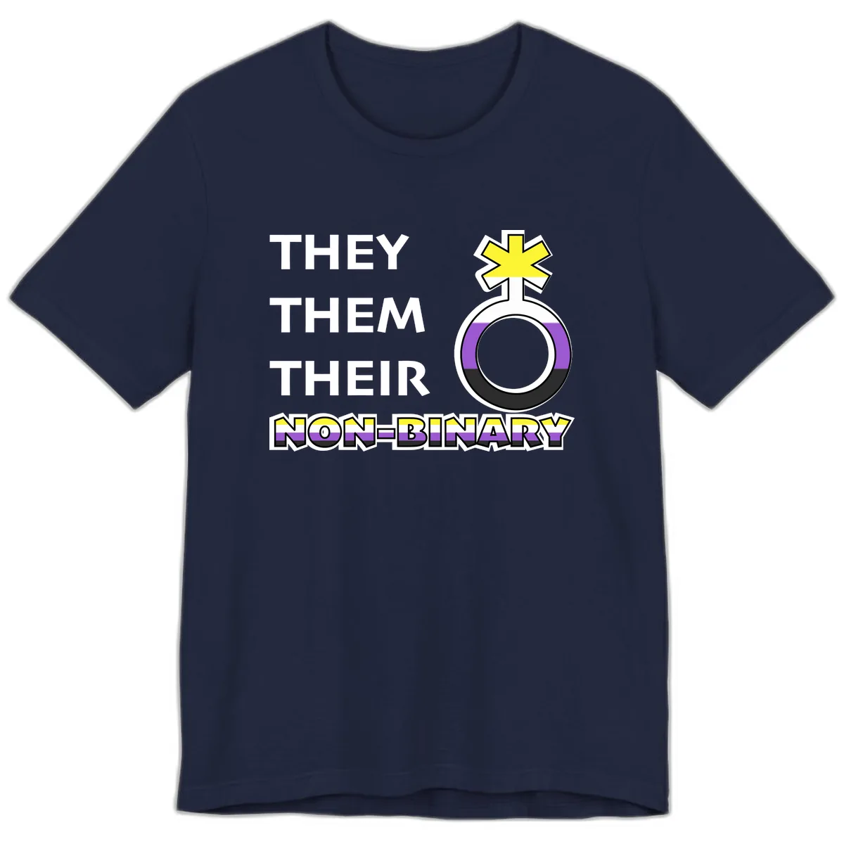 They/Them Their Non-Binary Pride Premium T-Shirt in Navy