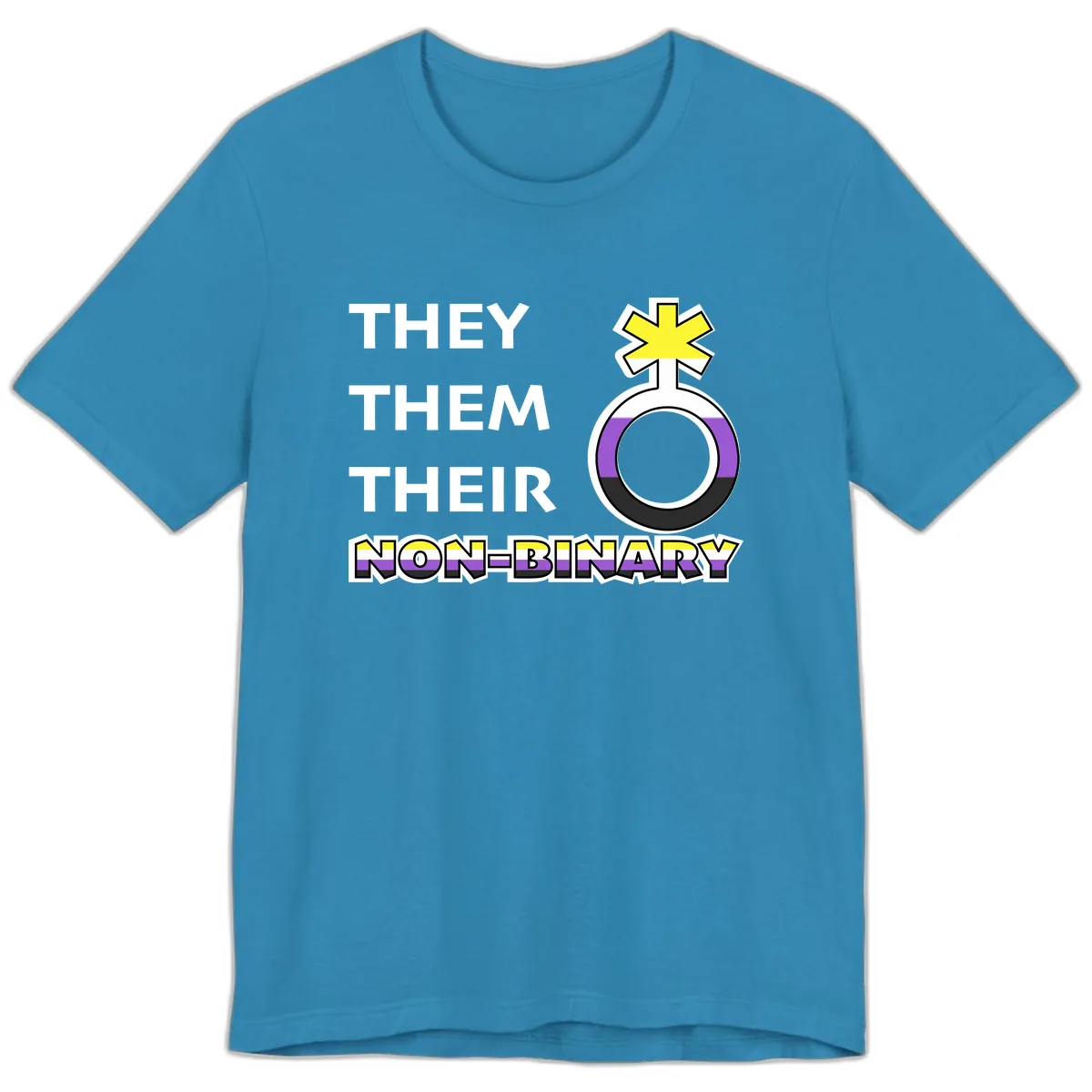 They/Them Their Non-Binary Pride Premium T-Shirt in Aqua