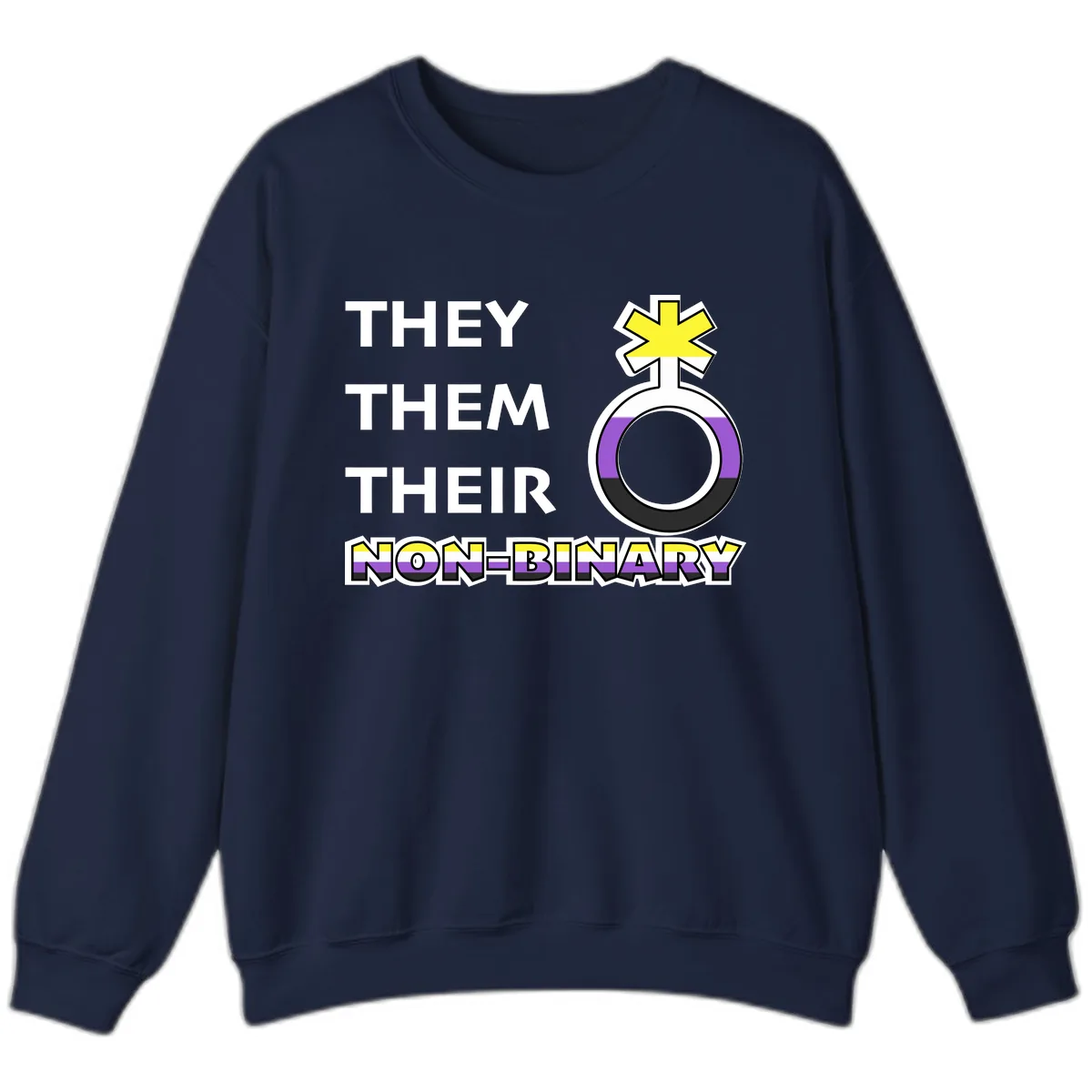 They/Them Their Non-Binary Pride Sweatshirt in Navy
