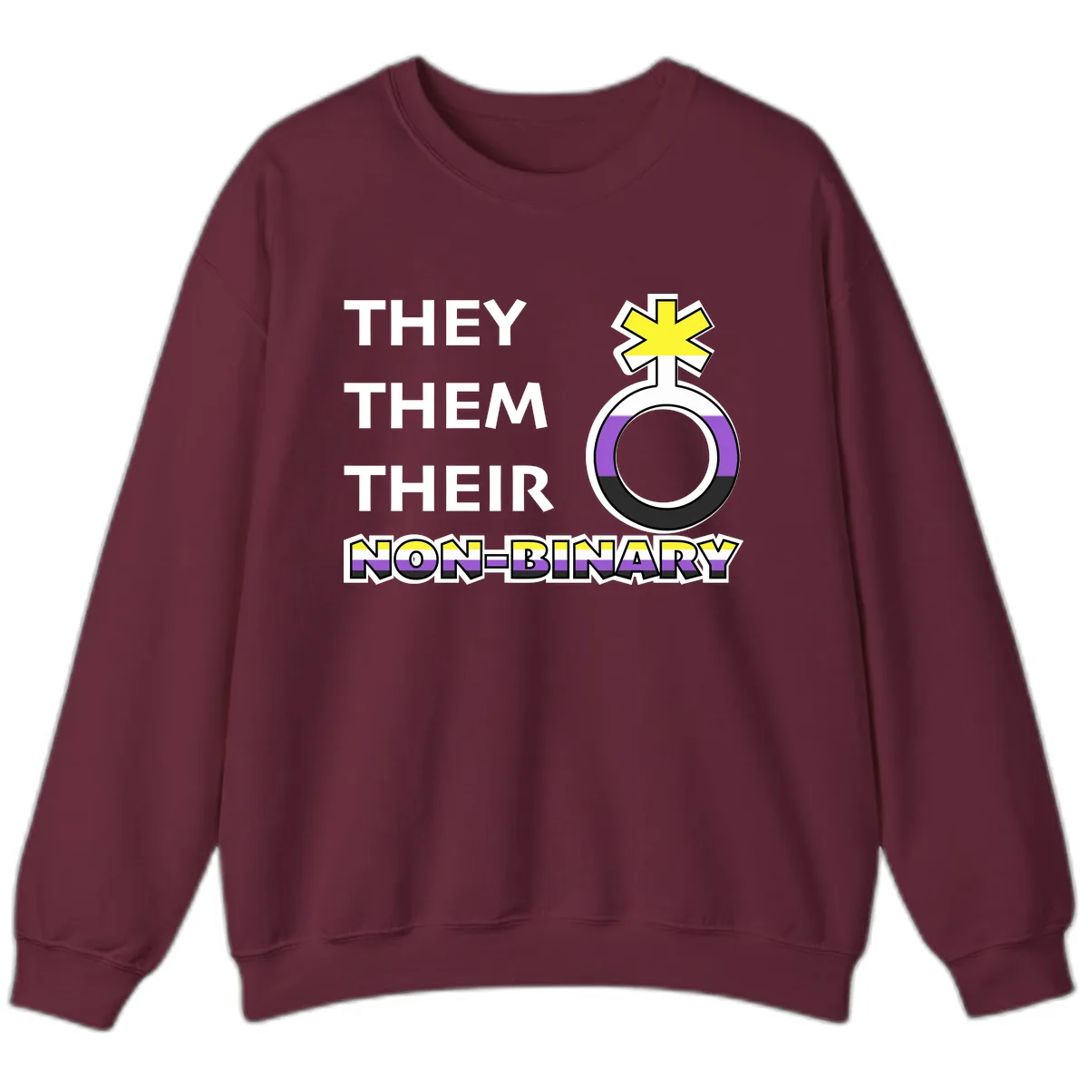They/Them Their Non-Binary Pride Sweatshirt in Maroon