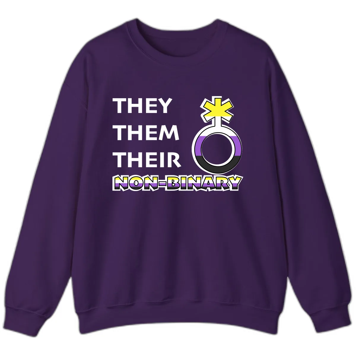 They/Them Their Non-Binary Pride Sweatshirt in Purple