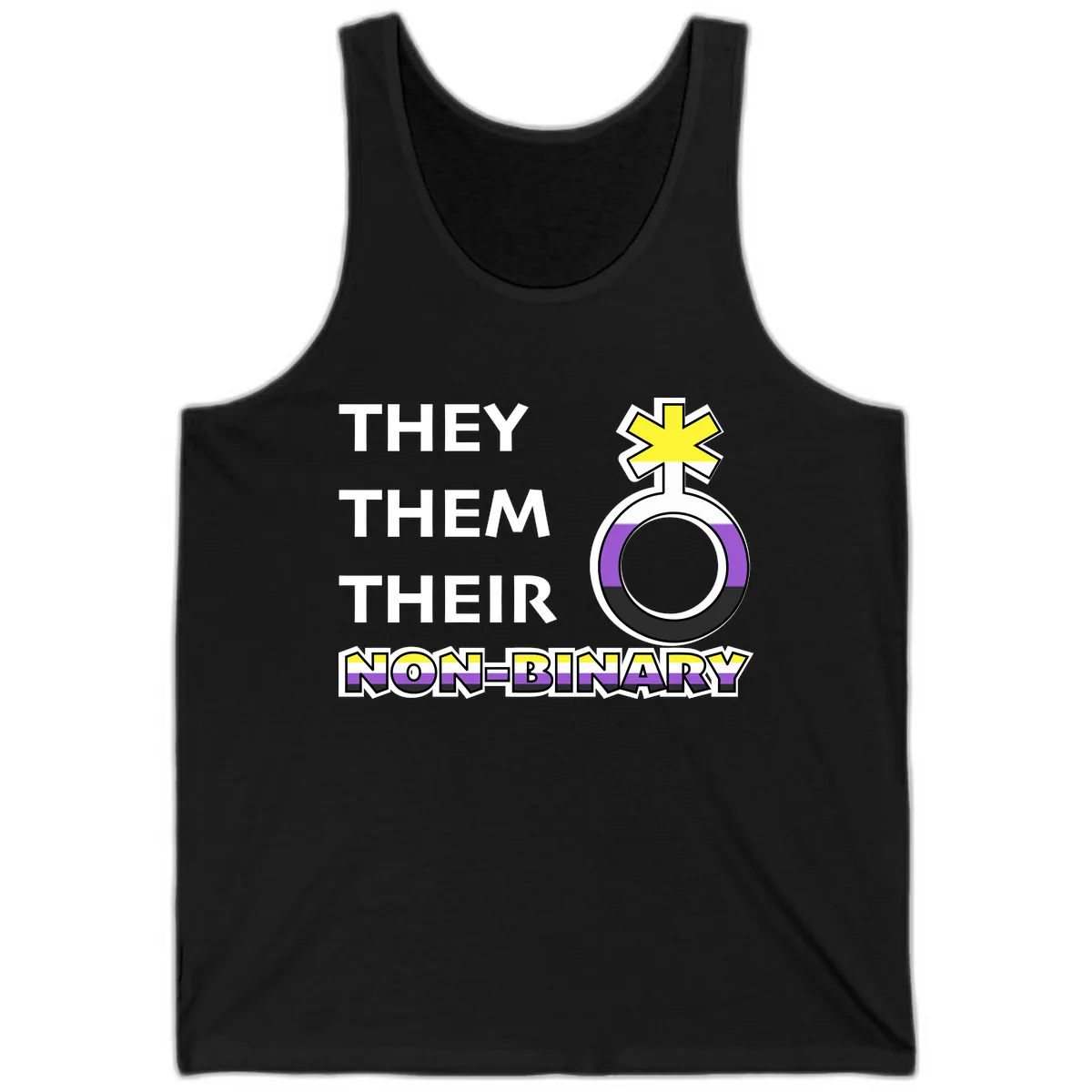 They/Them Their Non-Binary Pride Tank in Black