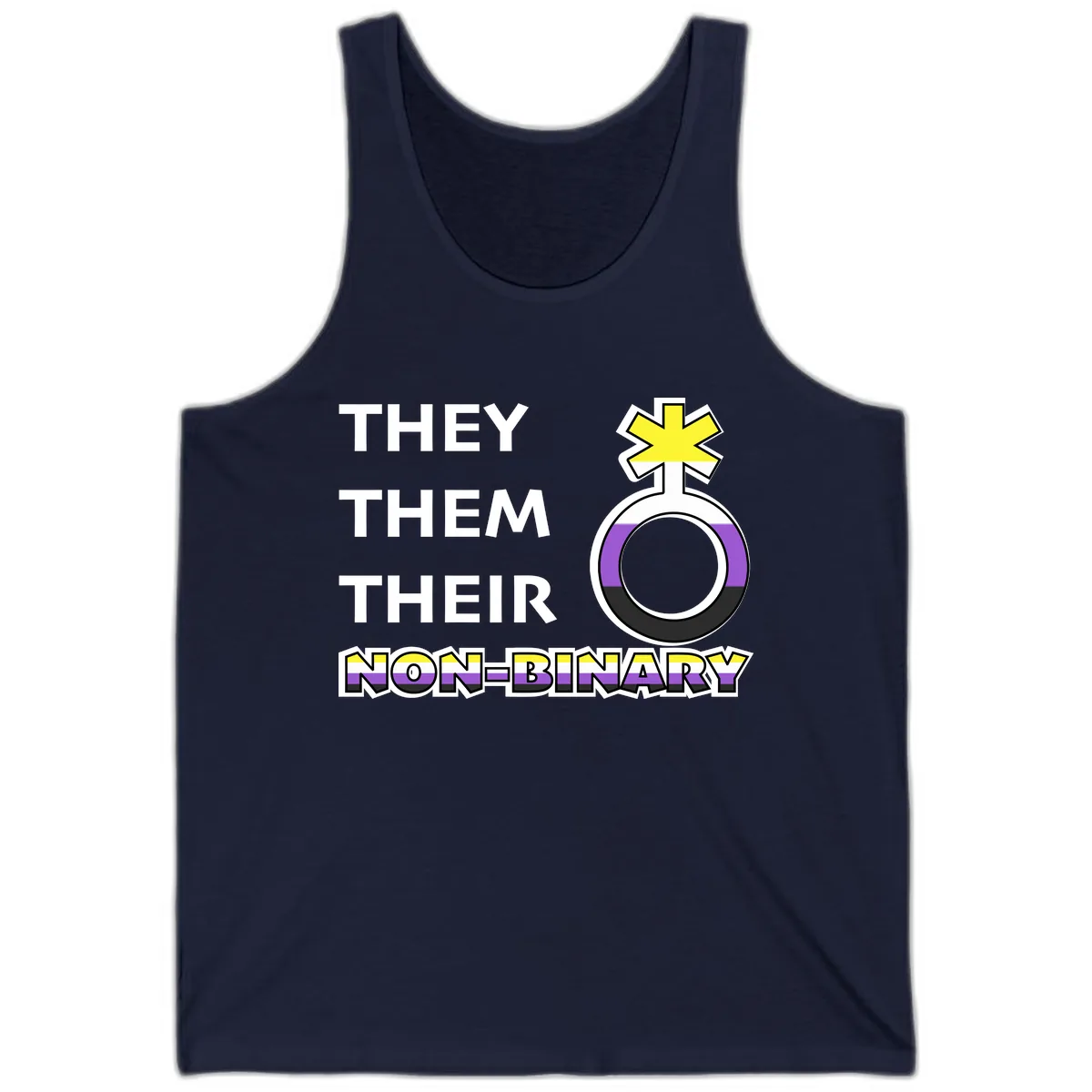 They/Them Their Non-Binary Pride Tank in Navy