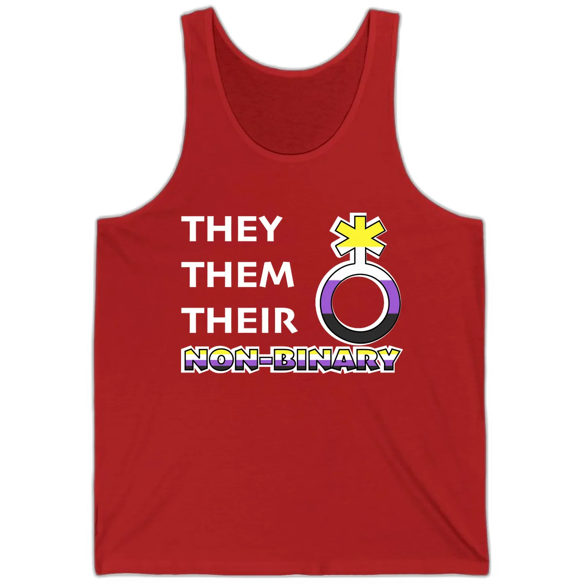 They/Them Their Non-Binary Pride Tank in Red