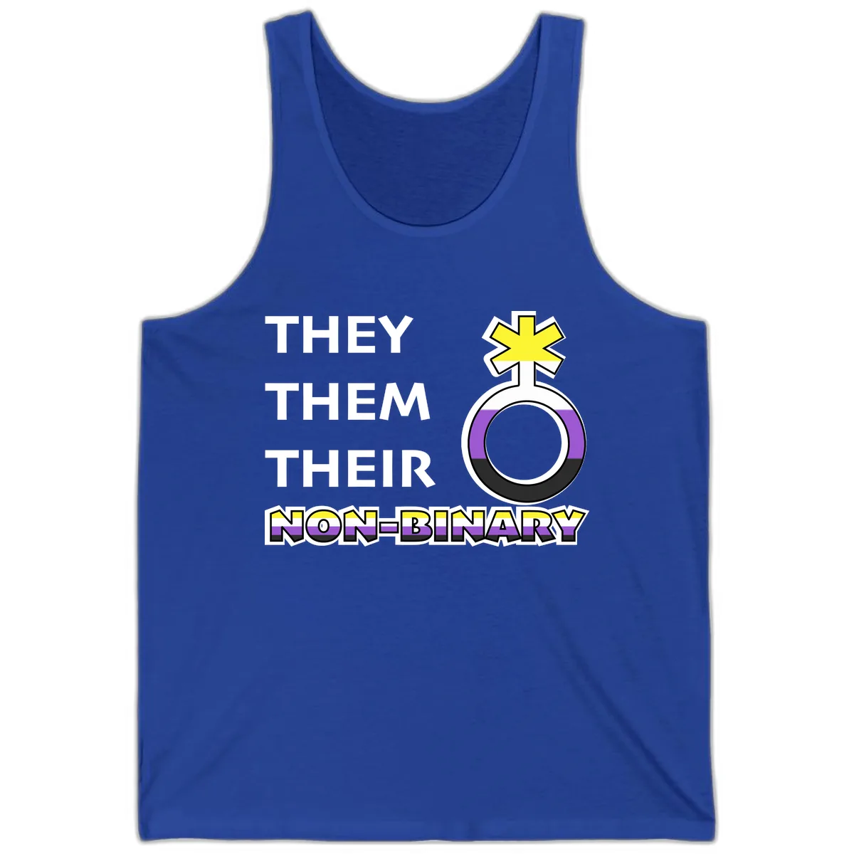 They/Them Their Non-Binary Pride Tank in True Royal