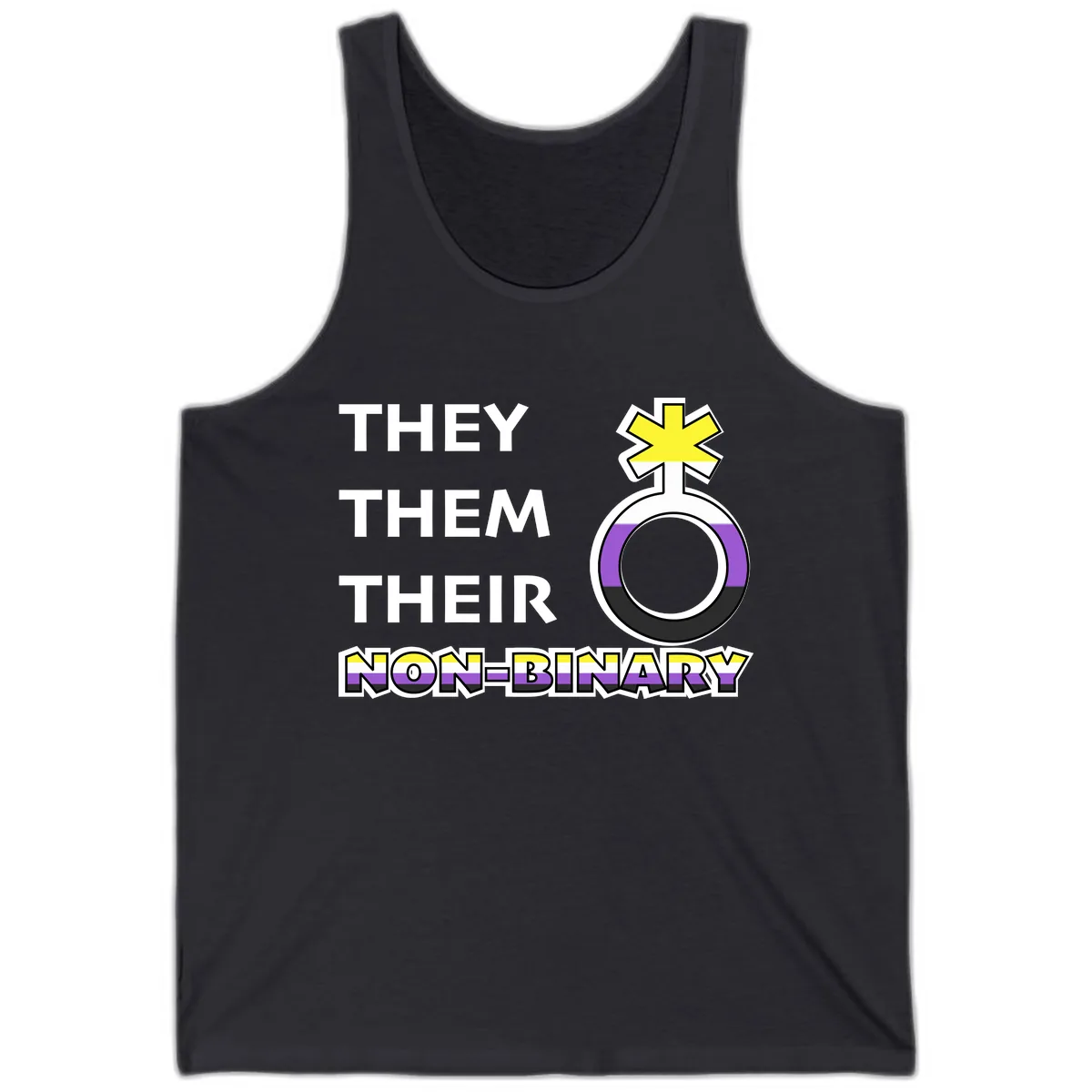 They/Them Their Non-Binary Pride Tank in Dark Grey