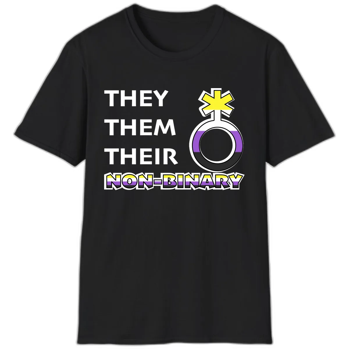 They/Them Their Non-Binary Pride T-Shirt in Black