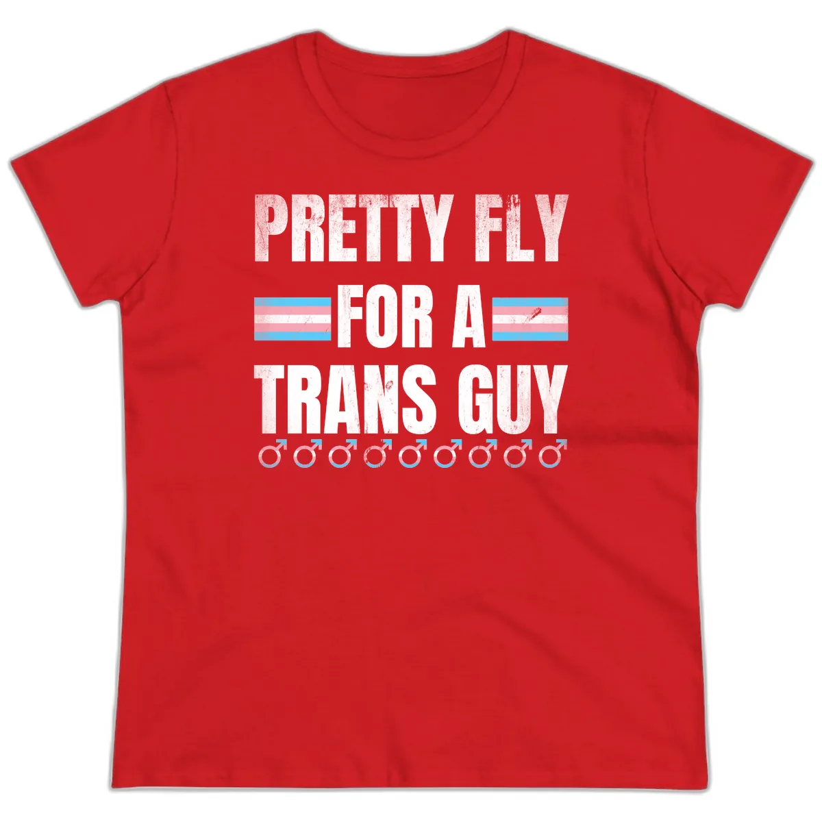 Pretty Fly For A Trans Guy Ladies Tee in Red