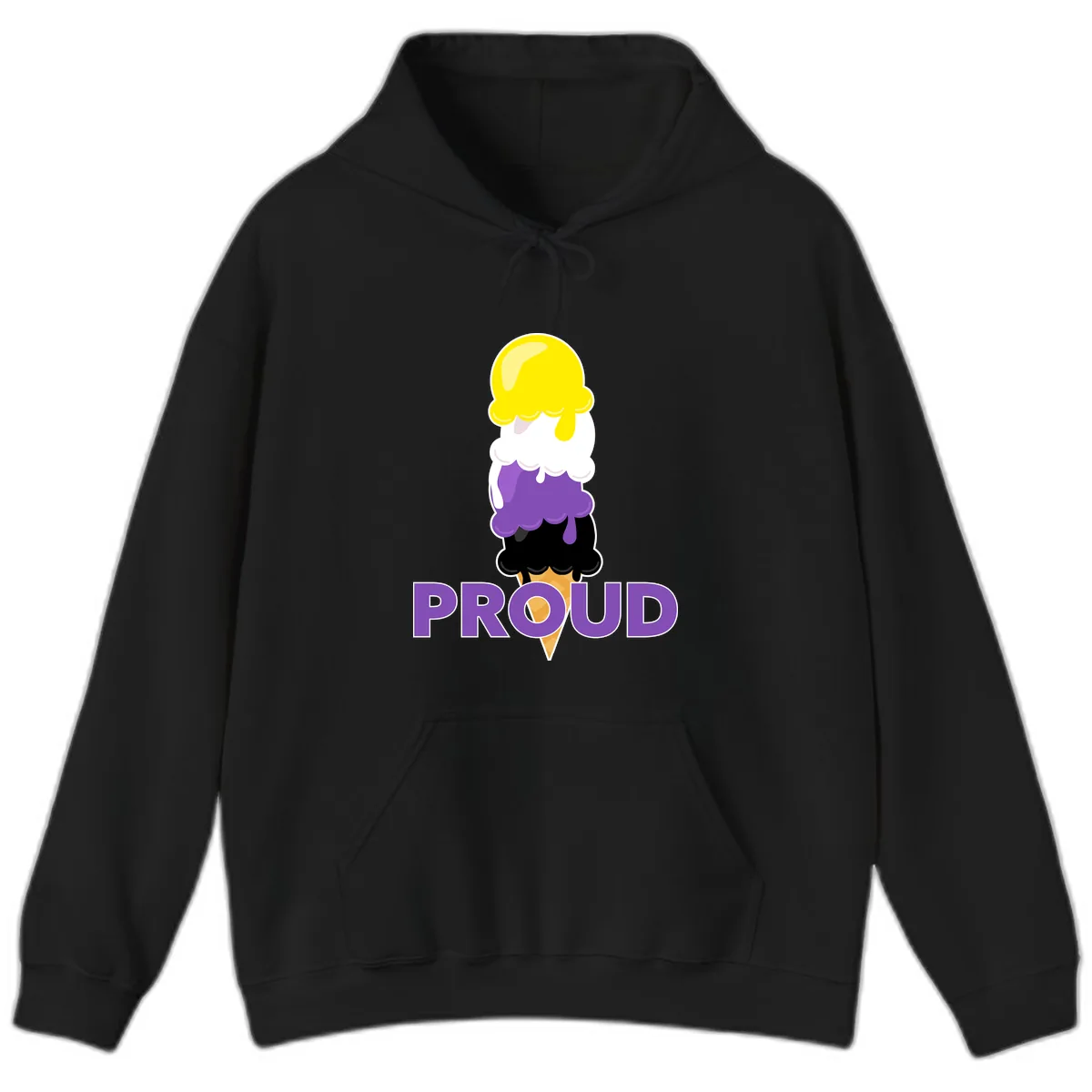Proud Ice Cream Stack Hoodie in Black