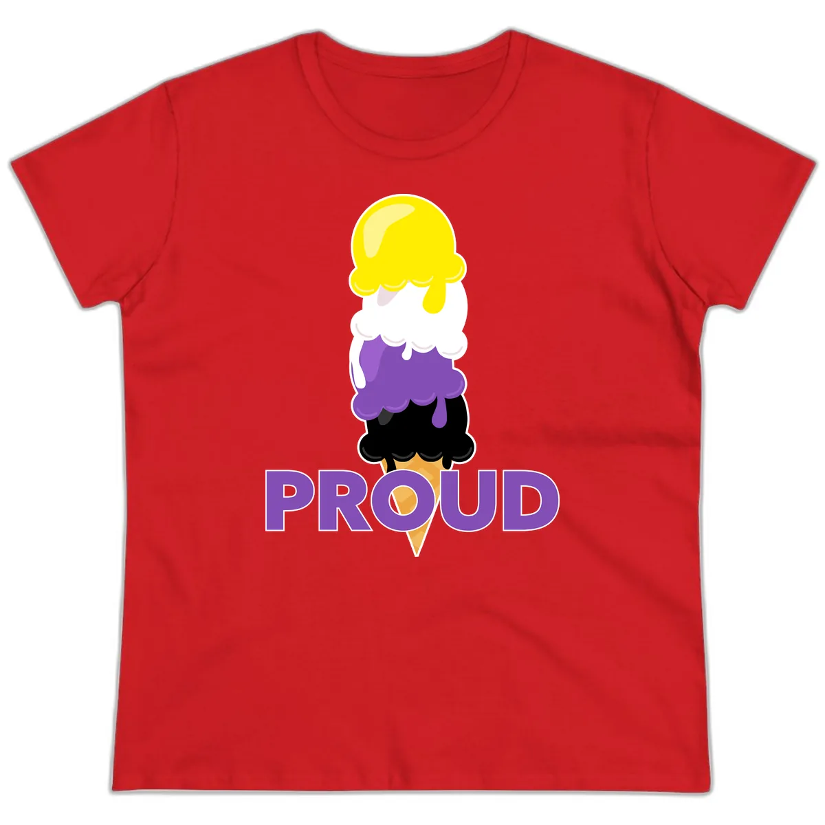 Proud Ice Cream Stack Ladies Tee in Red