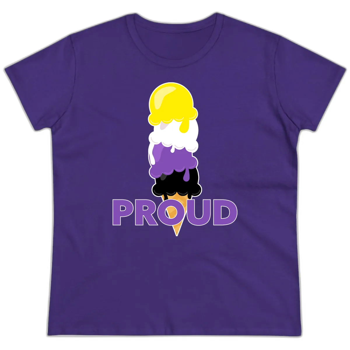 Proud Ice Cream Stack Ladies Tee in Purple