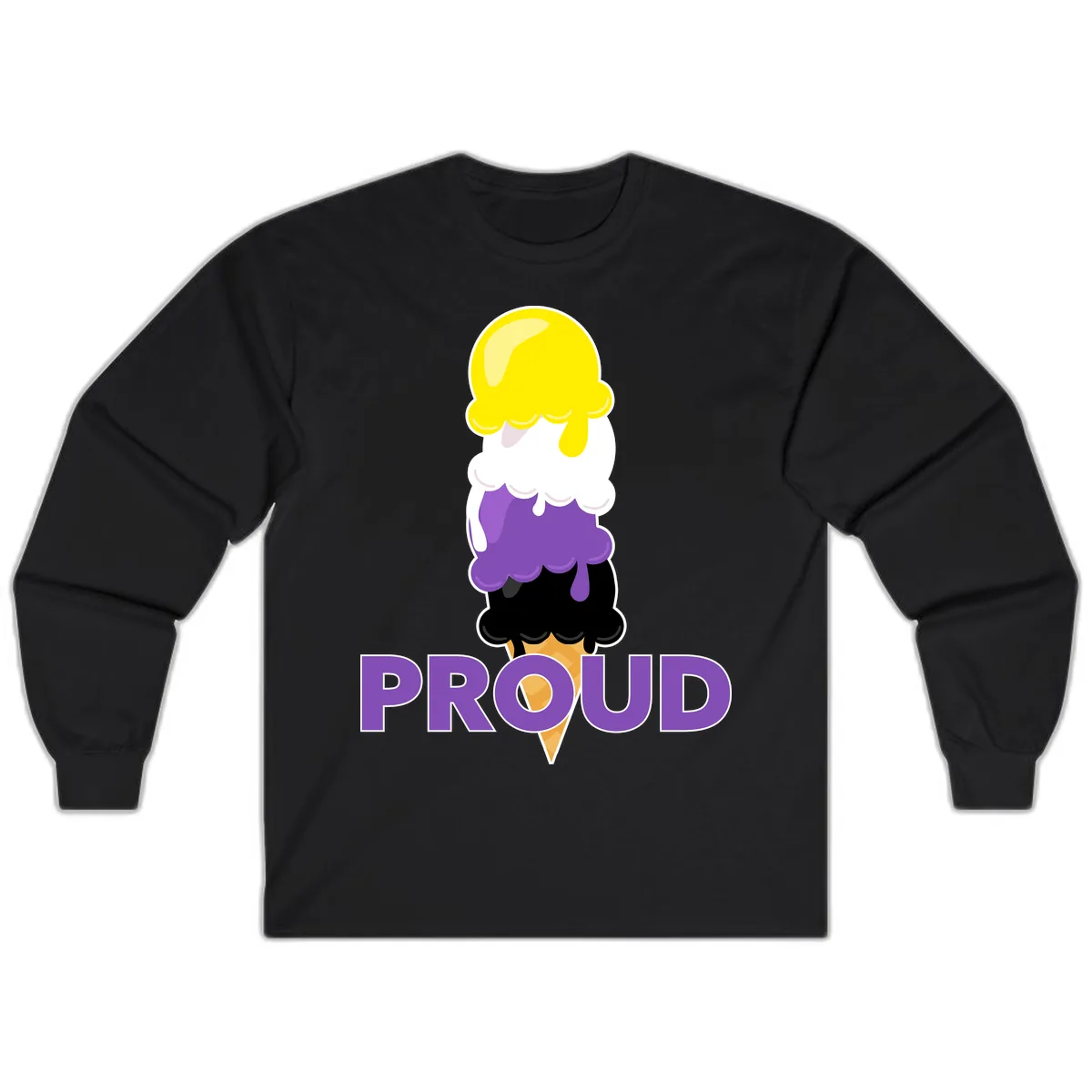 Proud Ice Cream Stack Long Sleeve in Black