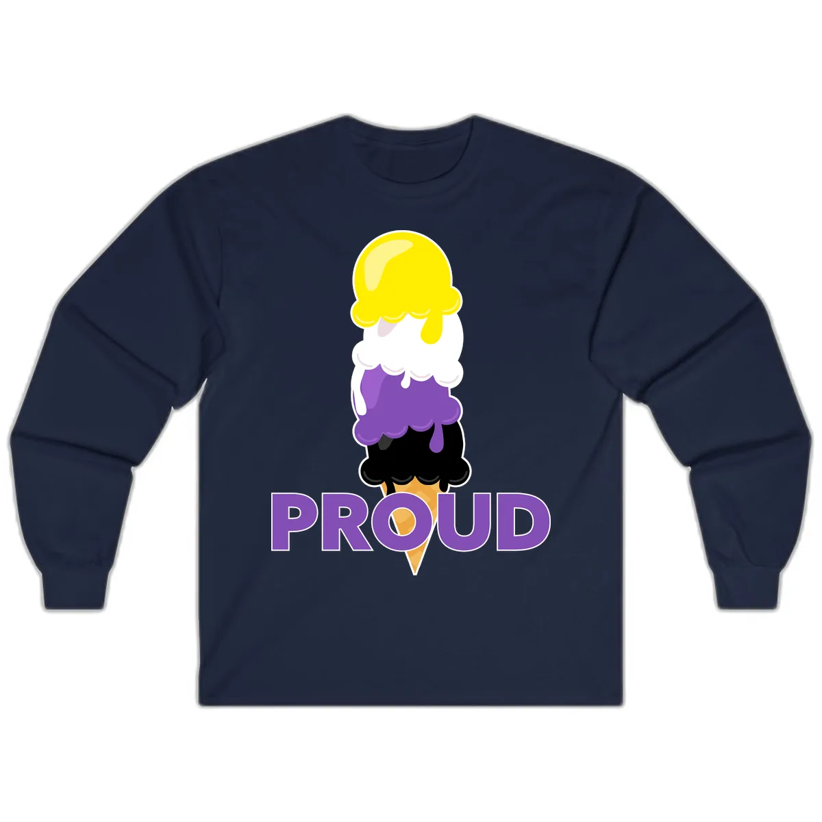 Proud Ice Cream Stack Long Sleeve in Navy