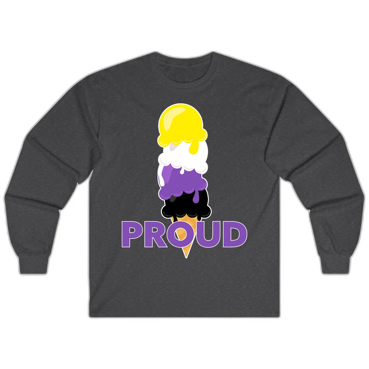Proud Ice Cream Stack Long Sleeve in Dark Heather