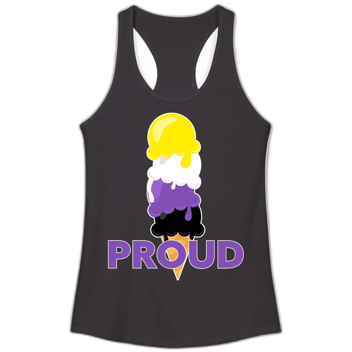 Proud Ice Cream Stack Ladies Tank in Black