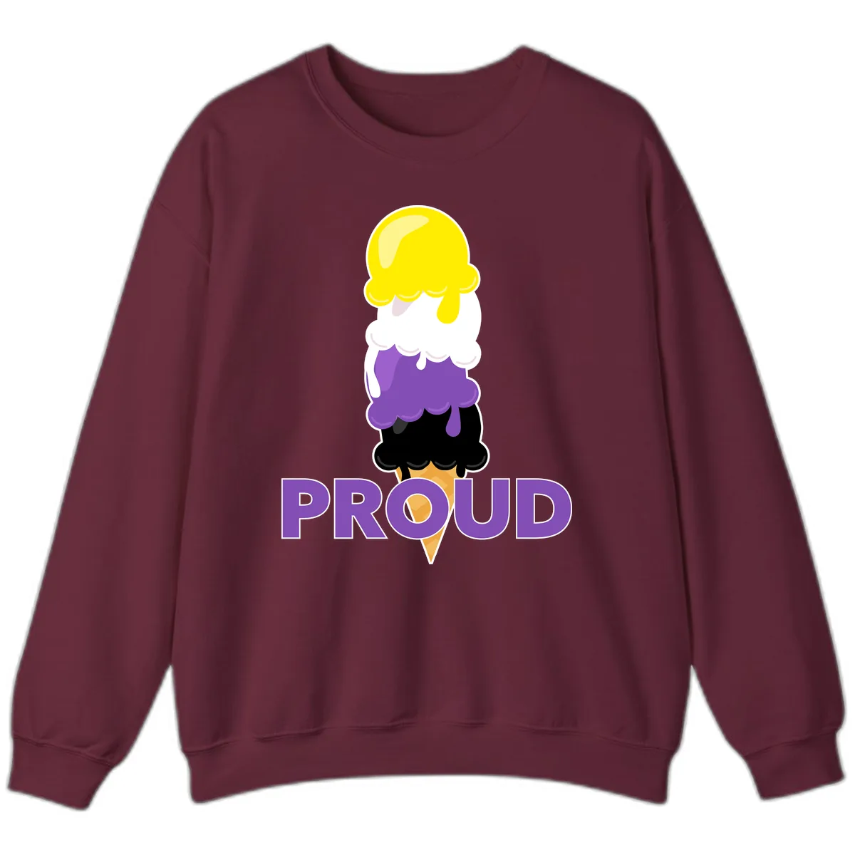 Proud Ice Cream Stack Sweatshirt in Maroon