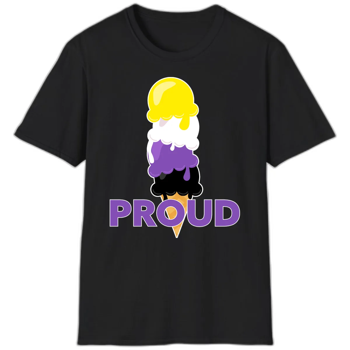 Proud Ice Cream Stack T-Shirt in Black