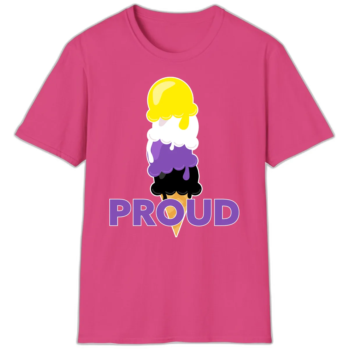 Proud Ice Cream Stack T-Shirt in Heliconia