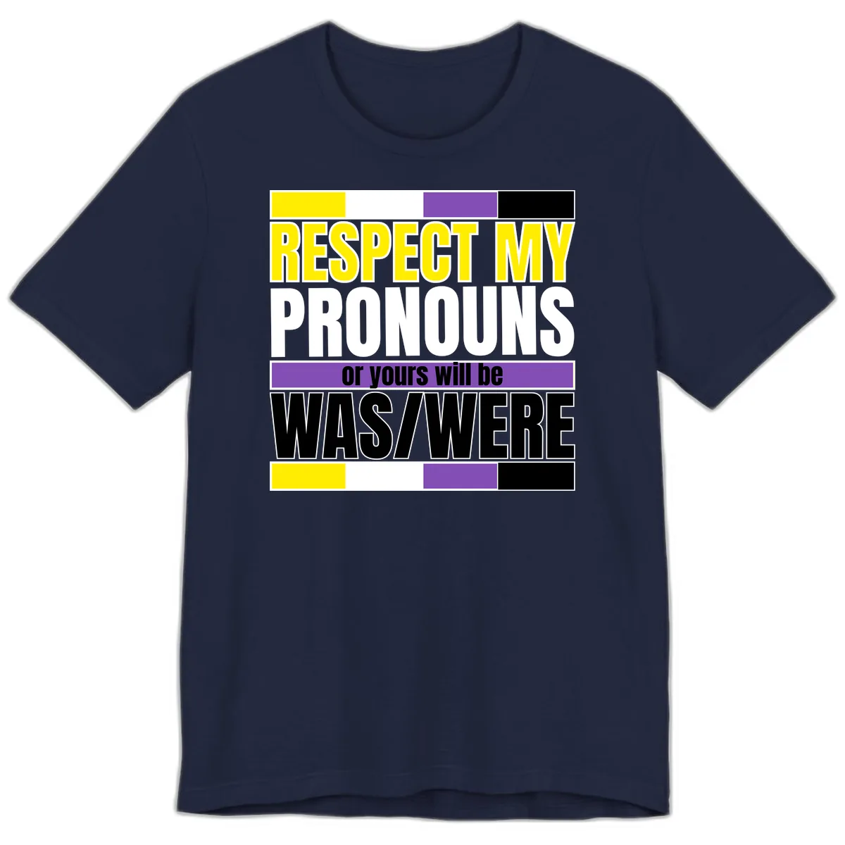 Respect My Pronouns or Yours Will Be Washed Premium T-Shirt in Navy