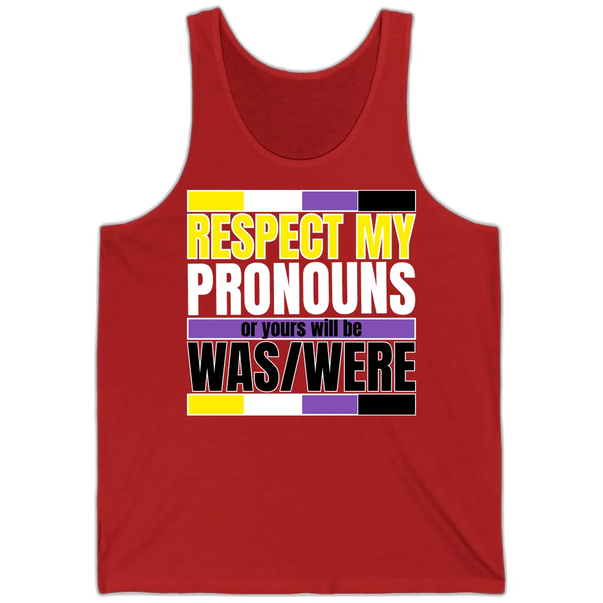 Respect My Pronouns or Yours Will Be Washed Tank in Red