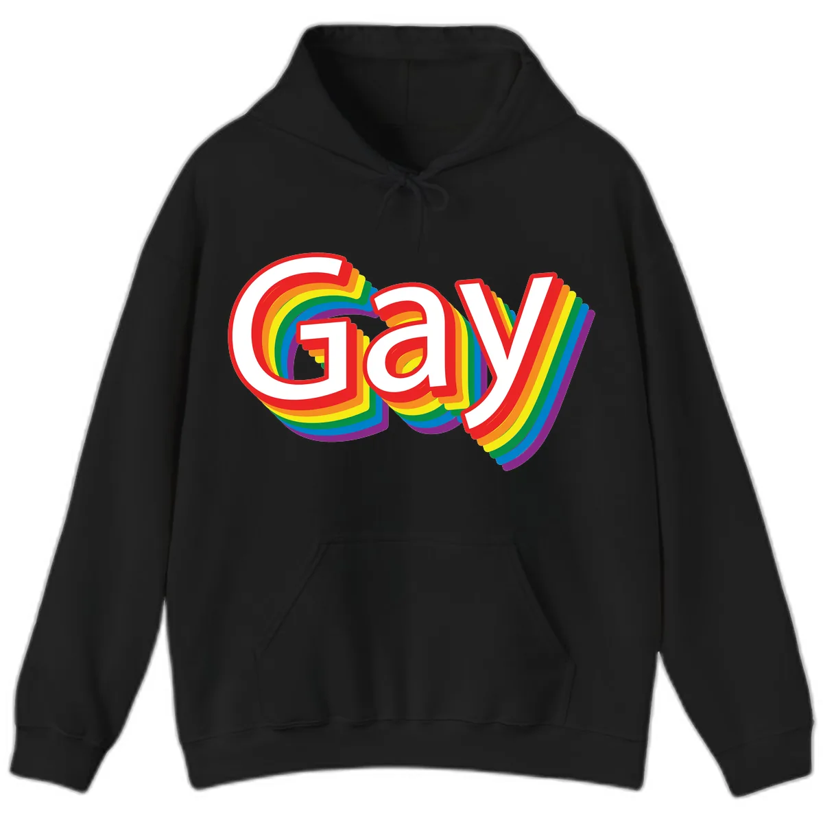 Gay Pride Rainbow Letters Hoodie in Black