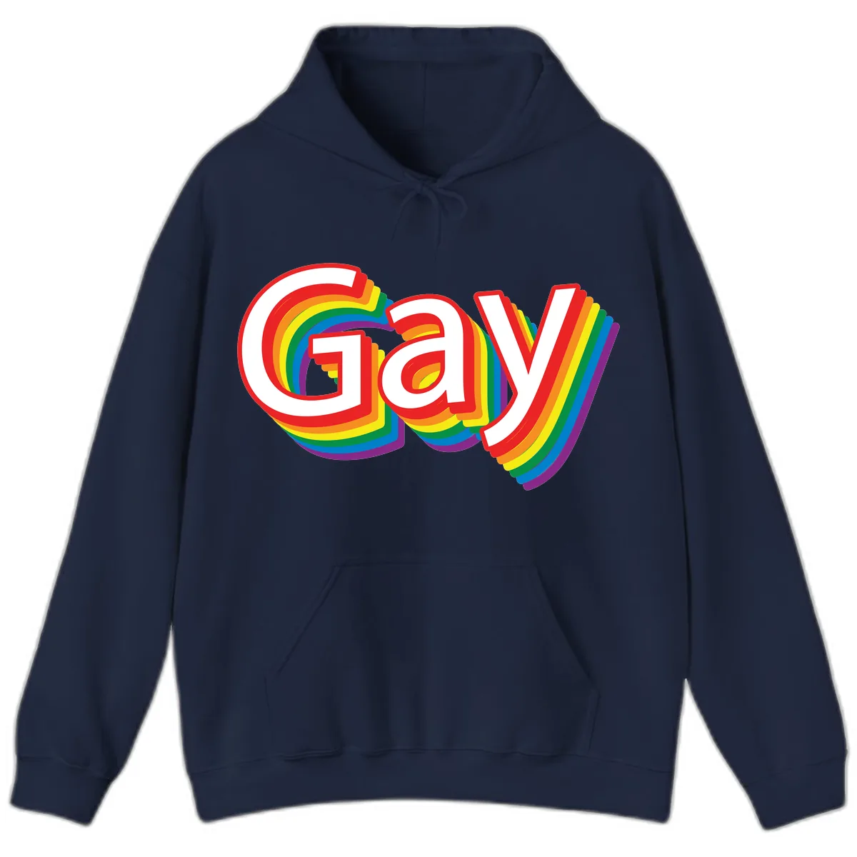 Gay Pride Rainbow Letters Hoodie in Navy